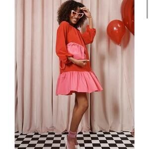 NWT LTD Rachel color block jewel neck 3/4 ballon sleeve dress size 10